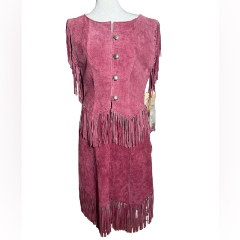NWT Vintage Shepler’s Maroon Suede Fringe Top & Skirt Western Equestrian